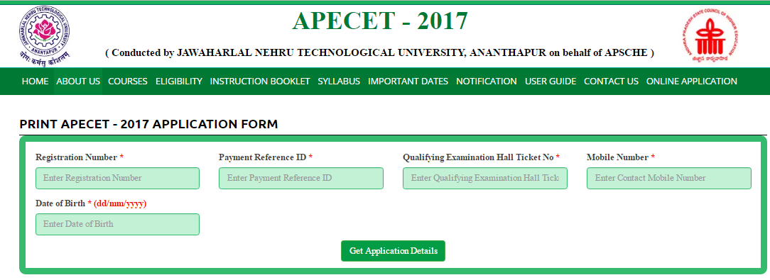 Print APECET 2017 Online Application