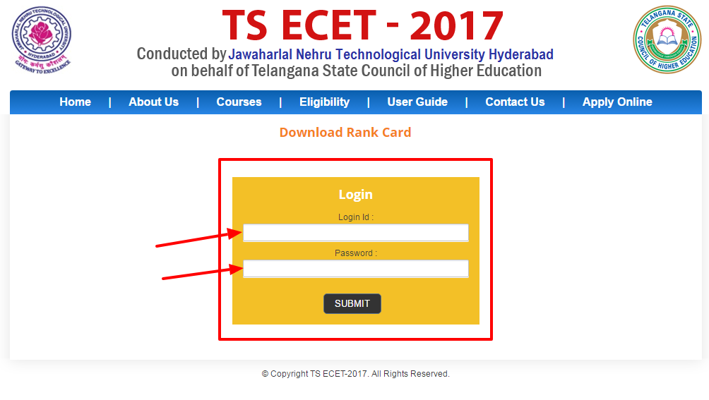 TS ECET 2017 Rank Card